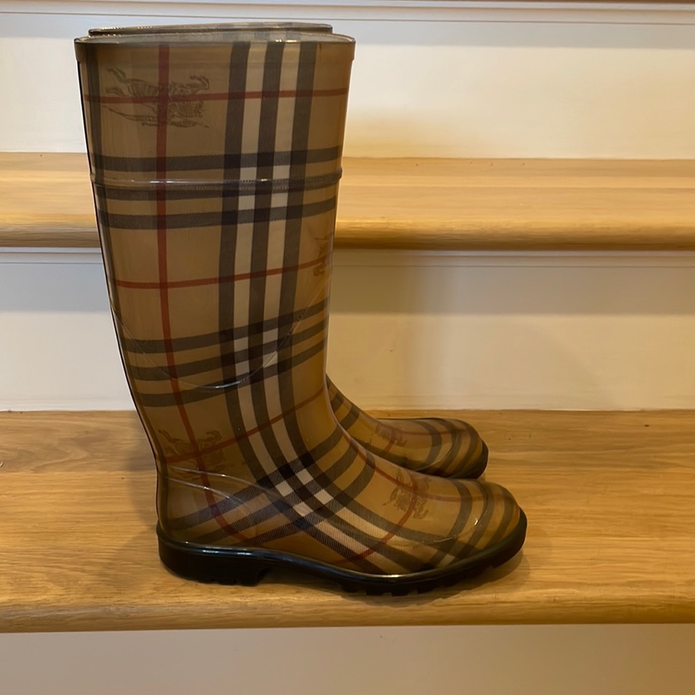 Burberry rain boots.
